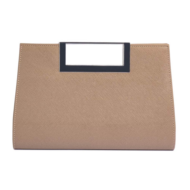WALLYN'S Handbag for Women Evening Party PU Leather Convertible Clutch Purse with Chain (Khaki) - Image 2